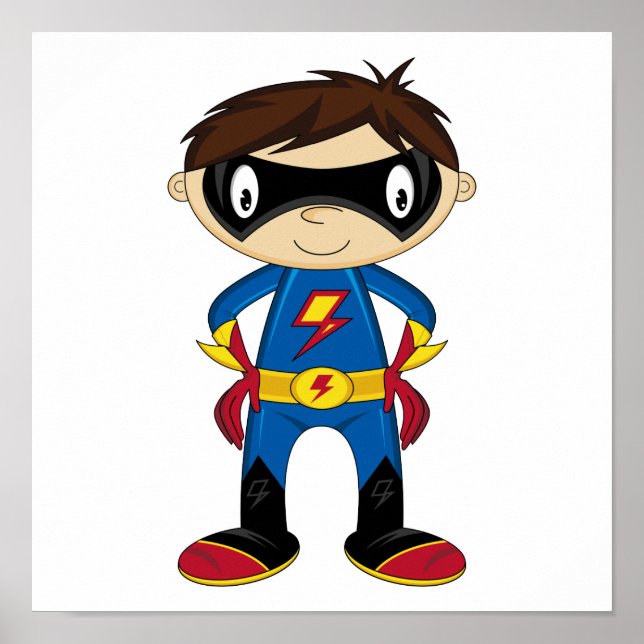 Pôster Garoto Super Herói Bonito (Frente)