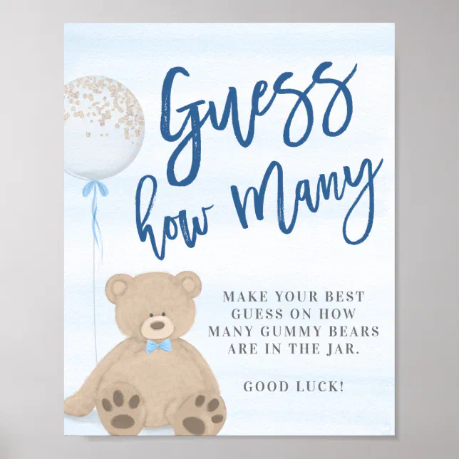 Poster Balões de ursos de pelúcia adivinham quantas Ursin
