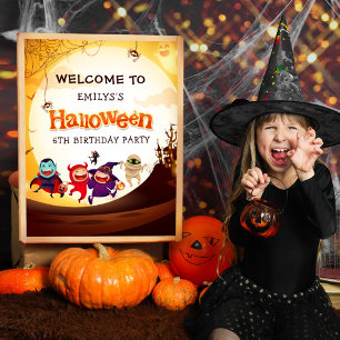 Poster Garotos bonitos do Halloween Festa de aniversário 