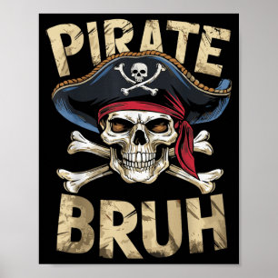 Poster Garotos de Halloween Pirata Caveira Ossos Cruzados