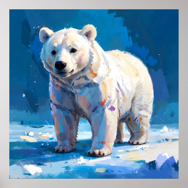 Poster Garotos De Urso Polar Branco Da Aquarela (Frente)