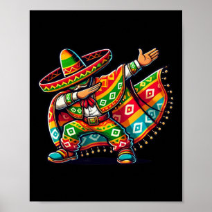 Poster Garotos Engraçados Fazendo Dab com Poncho Mexicano