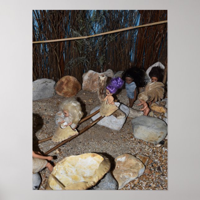 Poster Garotos Stoneage brincando. (Frente)