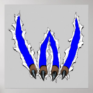 Pôster Garra que rasga-se com o design - azul dos