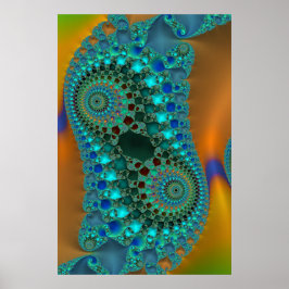 Poster Garrafa Abstrato Fractal Colorida
