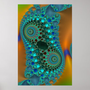 Poster Garrafa Abstrato Fractal Colorida