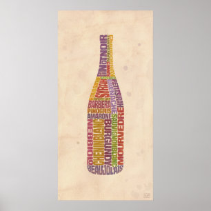 Poster Garrafa da palavra do vinho de Borgonha