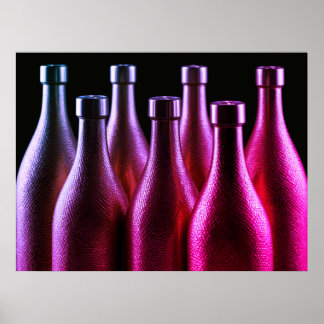 Poster Garrafa de Aço Retro Cor Roxo Escuro numa Parede