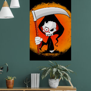 Poster Garrafa de Água de Cartoon do Grim Reaper