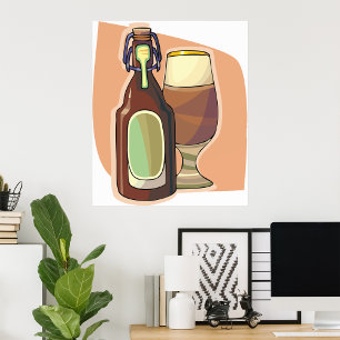 Poster Garrafa de cerveja artesanato e cervejaria de vidr