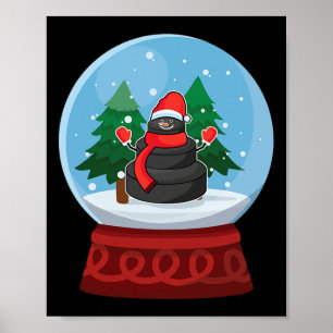 Poster Garrafa de Neve de Natal de Hóquei no Gelo Boneco