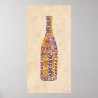 Poster Garrafa de Palavra de Vinho Borgonha