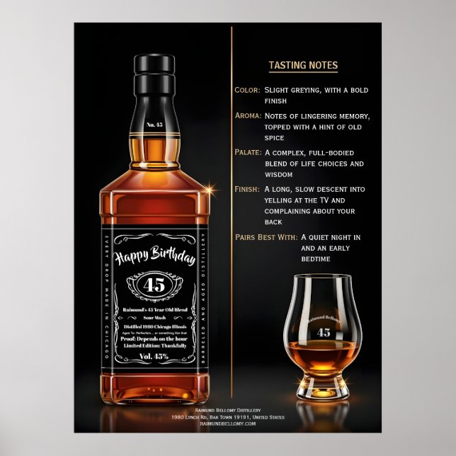 Poster Garrafa de Uísque Envelhecida à Perfeição para Ani (Frente)