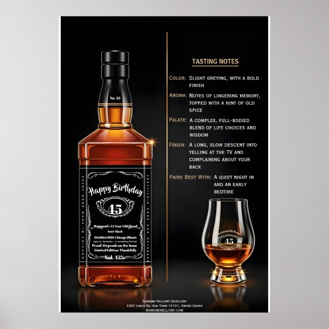 Poster Garrafa de Uísque Envelhecida à Perfeição para Ani (Frente)