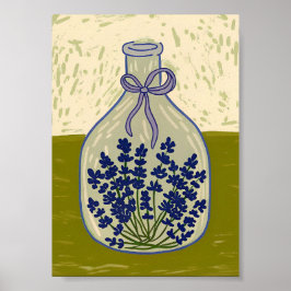 Poster Garrafa de Vidro Antiga com Lavanda Seca