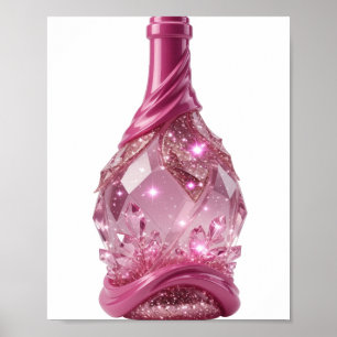 Poster Garrafa de vidro cor-de-rosa PRATA VIBRANTE DE DES