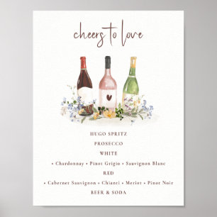 Poster Garrafa de Vinho de Flor Silvestre Sinal de Bebida