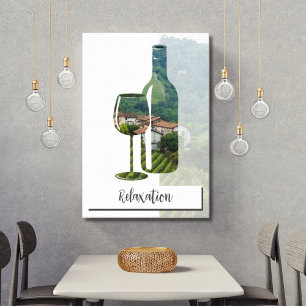 Poster Garrafa de Vinho Tinto de Relaxamento com Foto e T