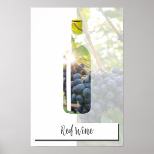 Poster Garrafa de Vinho Tinto Vermelha com Foto e Texto P