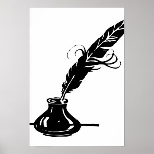Pôster Garrafa do Quill e de tinta