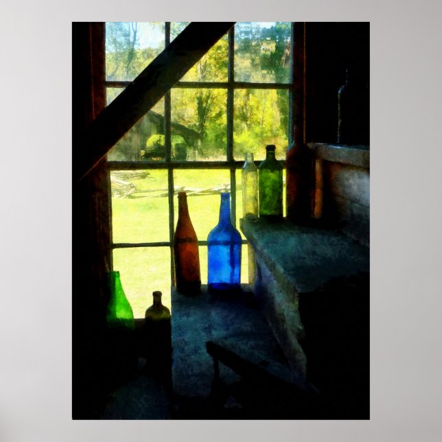 Pôster Garrafas coloridas em etapas (Frente)