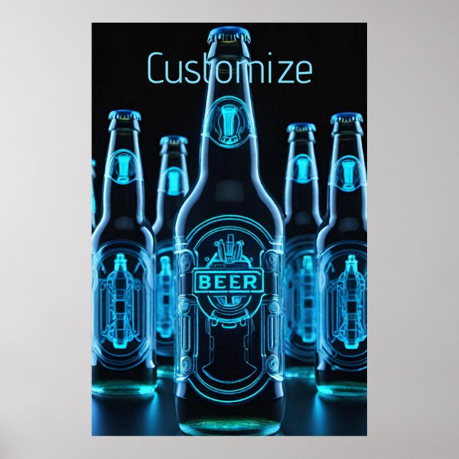 Poster Garrafas de Cerveja Azul (Frente)