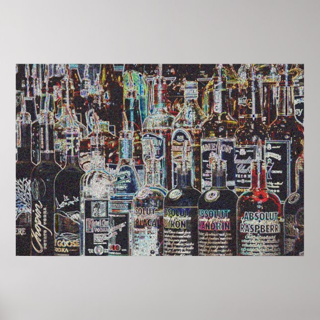 Pôster Garrafas de líquido (Frente)