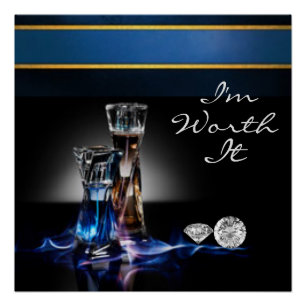 Pôster Garrafas de perfume e diamantes Eu vale a pena