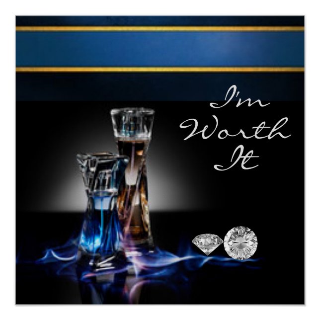 Pôster Garrafas de perfume e diamantes Eu vale a pena (Frente)