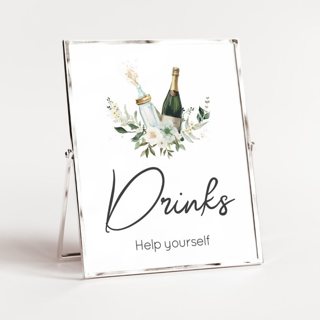 Poster Garrafas para bebês Bebês Chás de fraldas (Poppin' Bottles Baby Shower Drinks Sign)