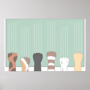 Poster Garras de gato fofas que deixam arranhões.
