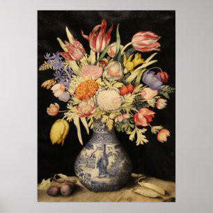 Poster Garzoni - Chinese Vase, Tulips, Flowers, Plums