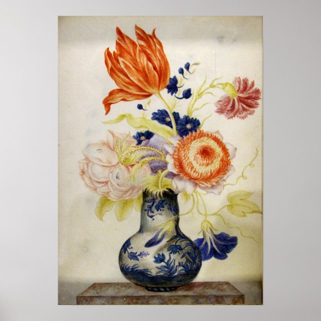 Poster Garzoni - Vaso de Porcelana Chinesa Com Buquê (Frente)