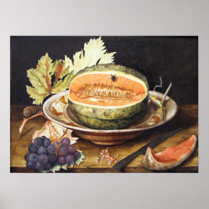 Poster Garzoni - Vida Estática Com Uvas E Caracol 1642