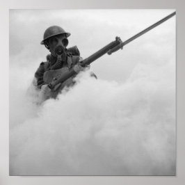 Poster Gás-Soldado Com Rifle Bayoneted - 1941