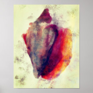Poster Gastropodo Aquarela Caracol Dourado Borgonha