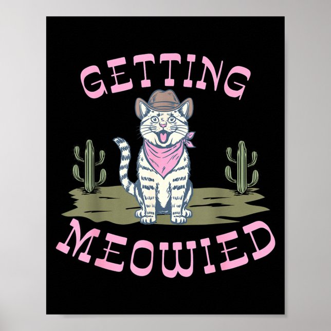Poster Gata Engraçada Despedida de Solteira Ficar Meowied (Frente)