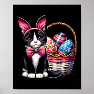 Poster Gata Fofa Kitty Dia de Páscoa Coelho Ovos Amante d