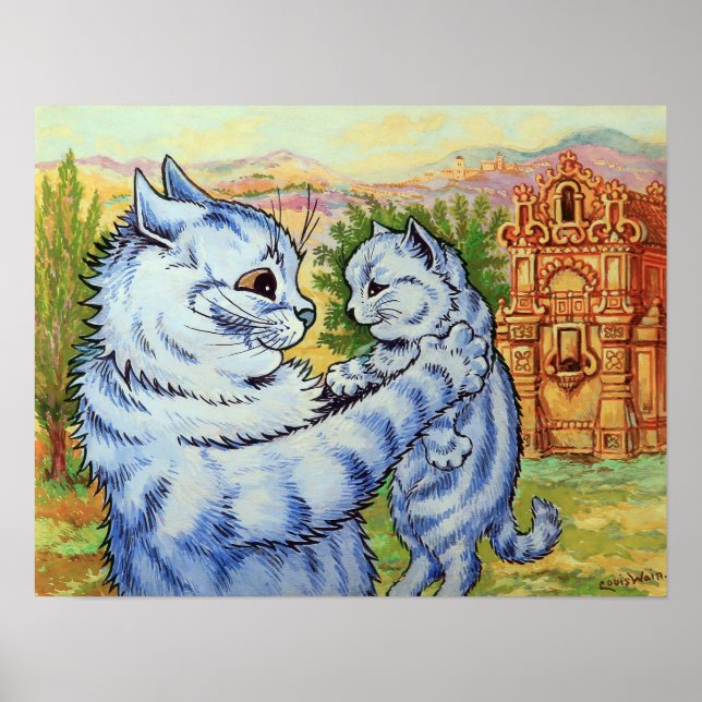Poster Gata Mãe Pegando o Gatinho, Louis Wain (Frente)