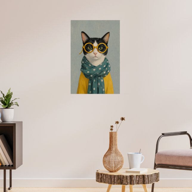 Poster Gata mamãe olhando (Sala de Estar 3)