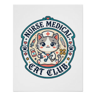 Pôster Gata Médica Enfermeira Design Engraçado Amante de 