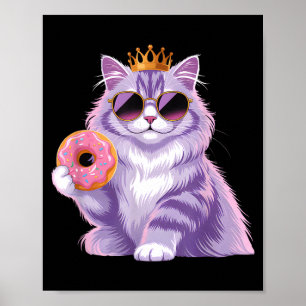 Poster Gata princesa fofa óculos de sol donut engraçado f