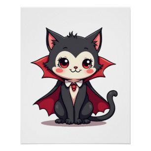 Pôster Gata Vampira � Blusa de Pet de Halloween Fofa