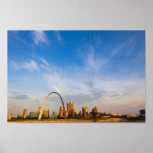 Poster Gateway Arch e Ruas Centros. Louis pela manhã
