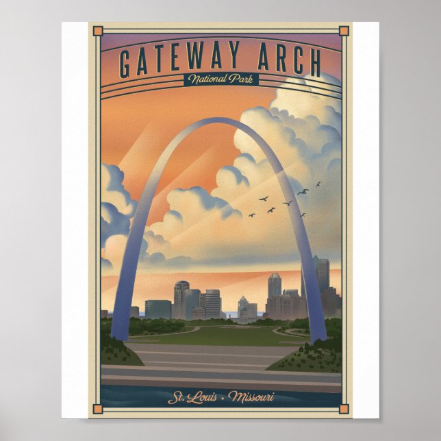 Poster Gateway Arch National Park Litho Trabalho de arte  (Frente)
