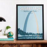 Poster Gateway Arch National Park Vintage<br><div class="desc">Design de trabalho de arte de vetor de arco de gateway. O parque está localizado na Rua Louis,  Missouri,  perto do ponto de partida da Expedição Lewis e Clark.</div>