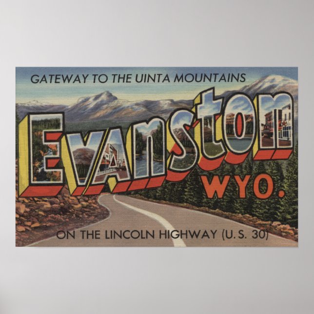 Poster Gateway para as Montanhas Uinta - Evanston, WY (Frente)