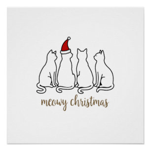 Pôster Gatinhamente Natal Gatuno Feliz Gatinho Gatos Papa