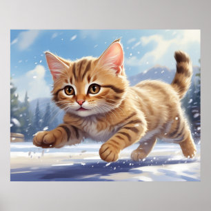Poster *~* Gatinho 5:4 Gatinhos Gatinhos Executando NEVE 