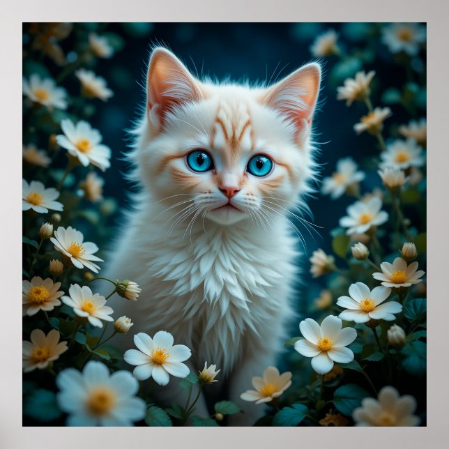 Poster Gatinho Adorável Com Olhos Azuis (Frente)